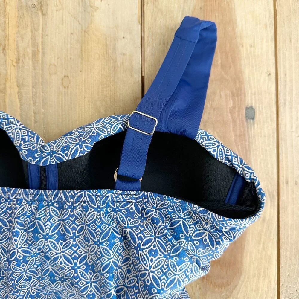 NWT Athena Swim Cami Top‎ Bathing Suit Blue Mandala NEW 32D